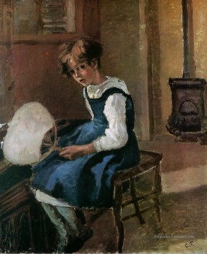 jeanne tenant un fan Camille Pissarro Peinture à l'huile